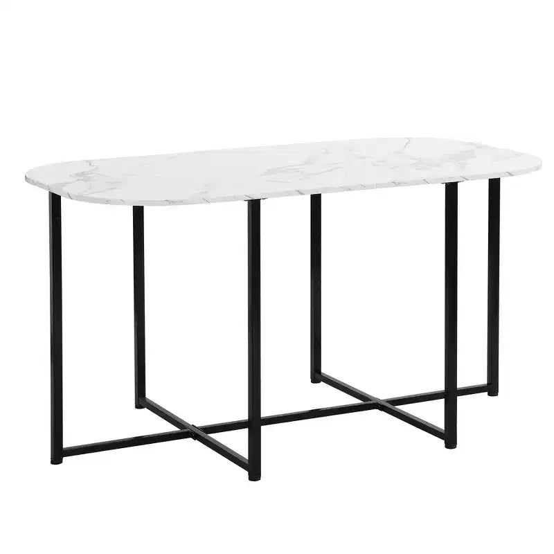 Ensemble de salle à manger moderne 7 pièces avec plateau en faux marbre et 6 chaises 4N - ModernLuxe