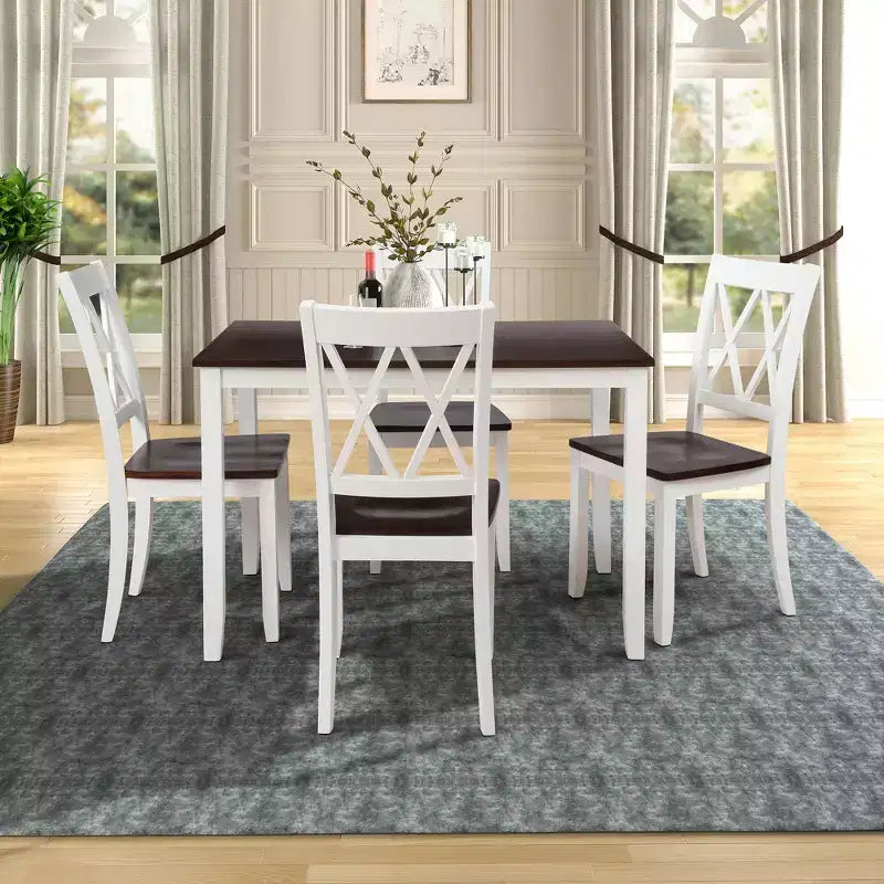 Ensemble de salle à manger 5 pièces et 4 chaises de salle à manger Whisen au design élégant