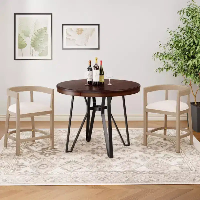 Christopher Knight Home Ethan Ensemble de Bar 3 Pièces Rembourré Bois et Métal