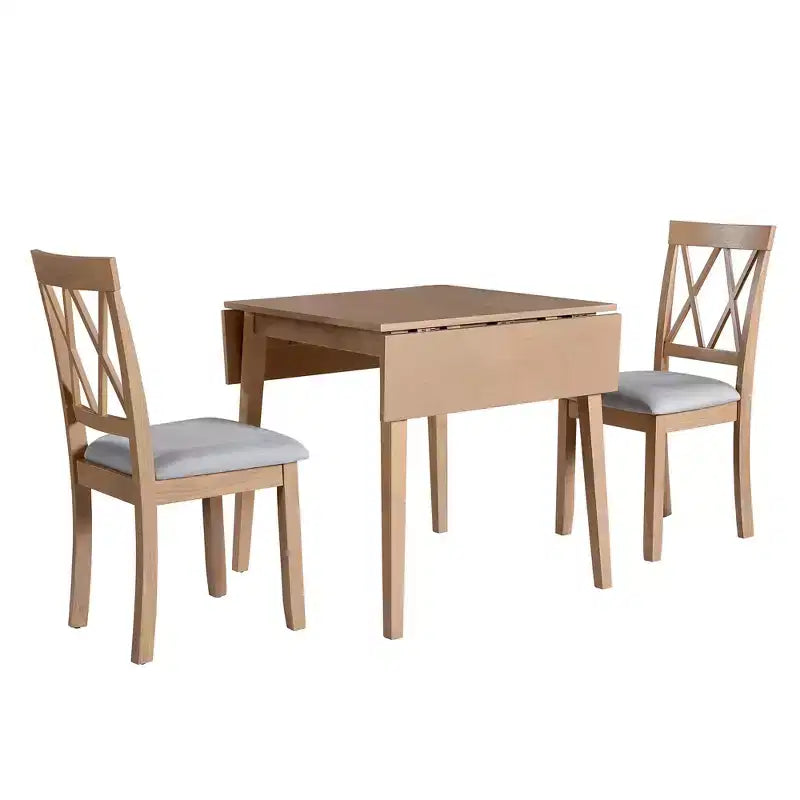 Ensemble de table à manger extensible 3/5 pièces, petite dinette avec table à abattants et chaises rembourrées, Naturel/Espresso/Marron-ModernLuxe