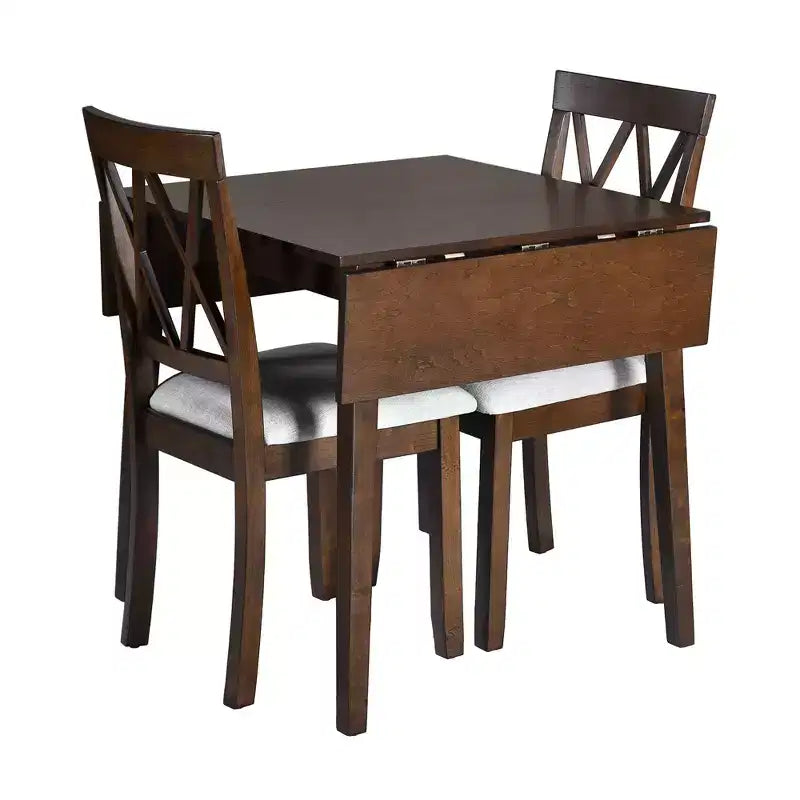 Ensemble de table à manger extensible 3/5 pièces, petite dinette avec table à abattants et chaises rembourrées, Naturel/Espresso/Marron-ModernLuxe