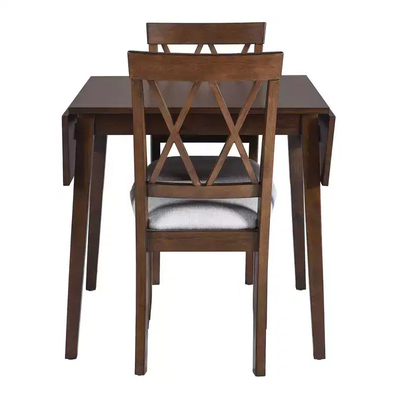 Ensemble de table à manger extensible 3/5 pièces, petite dinette avec table à abattants et chaises rembourrées, Naturel/Espresso/Marron-ModernLuxe