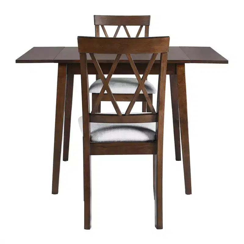 Ensemble de table à manger extensible 3/5 pièces, petite dinette avec table à abattants et chaises rembourrées, Naturel/Espresso/Marron-ModernLuxe