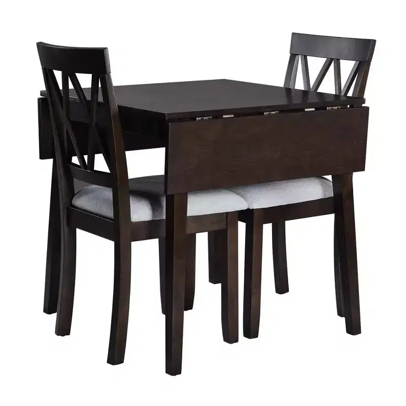 Ensemble de table à manger extensible 3/5 pièces, petite dinette avec table à abattants et chaises rembourrées, Naturel/Espresso/Marron-ModernLuxe