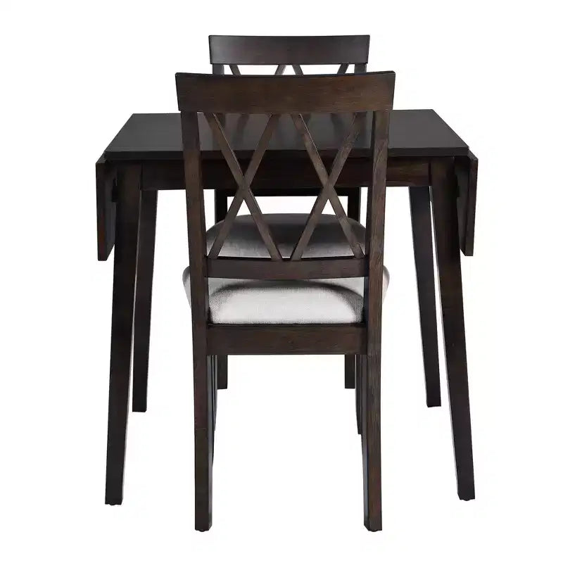 Ensemble de table à manger extensible 3/5 pièces, petite dinette avec table à abattants et chaises rembourrées, Naturel/Espresso/Marron-ModernLuxe