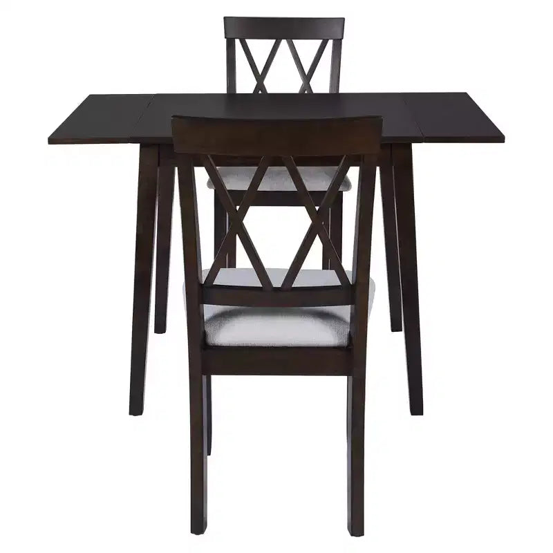 Ensemble de table à manger extensible 3/5 pièces, petite dinette avec table à abattants et chaises rembourrées, Naturel/Espresso/Marron-ModernLuxe