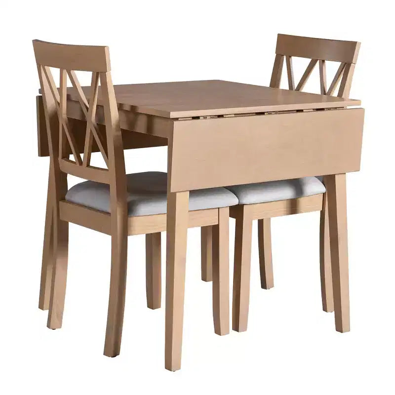 Ensemble de table à manger extensible 3/5 pièces, petite dinette avec table à abattants et chaises rembourrées, Naturel/Espresso/Marron-ModernLuxe