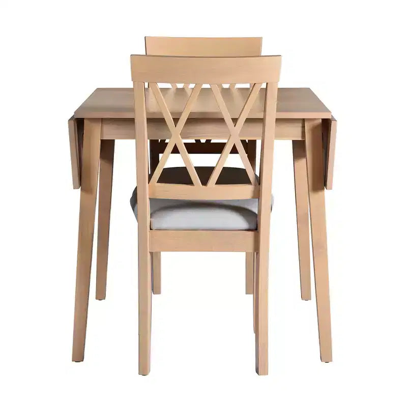 Ensemble de table à manger extensible 3/5 pièces, petite dinette avec table à abattants et chaises rembourrées, Naturel/Espresso/Marron-ModernLuxe
