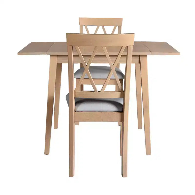 Ensemble de table à manger extensible 3/5 pièces, petite dinette avec table à abattants et chaises rembourrées, Naturel/Espresso/Marron-ModernLuxe