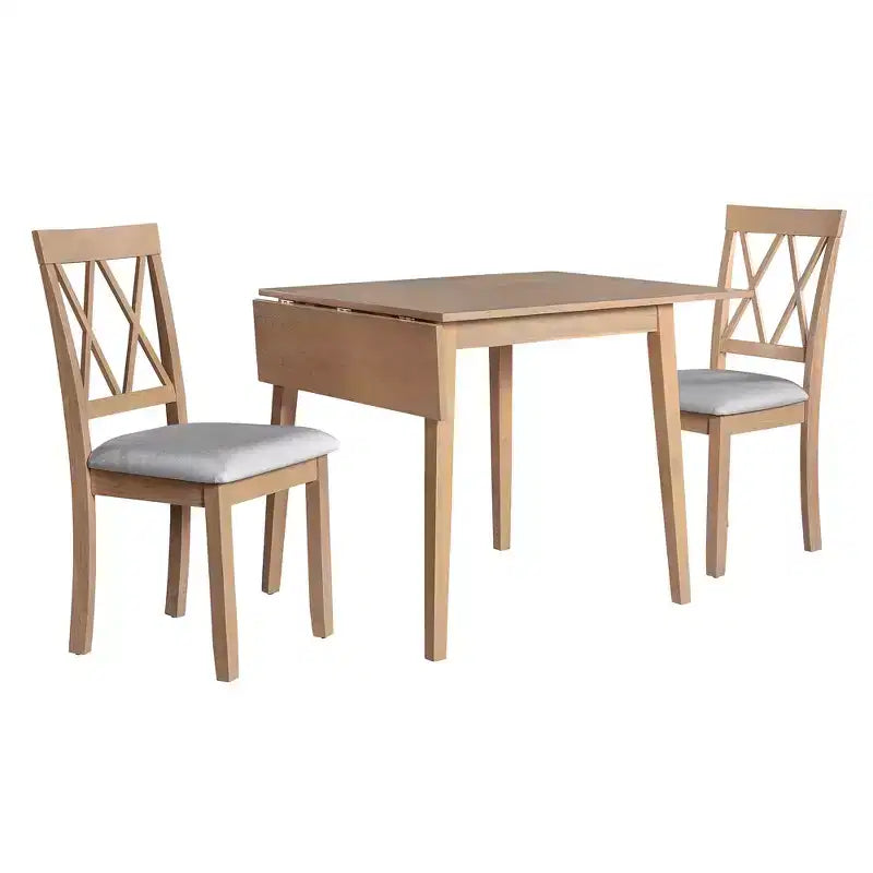 Ensemble de table à manger extensible 3/5 pièces, petite dinette avec table à abattants et chaises rembourrées, Naturel/Espresso/Marron-ModernLuxe