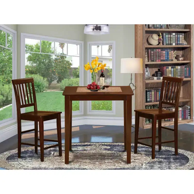 HomeStock Vernon 3 Piece Counter Height Dining Set Mahogany
