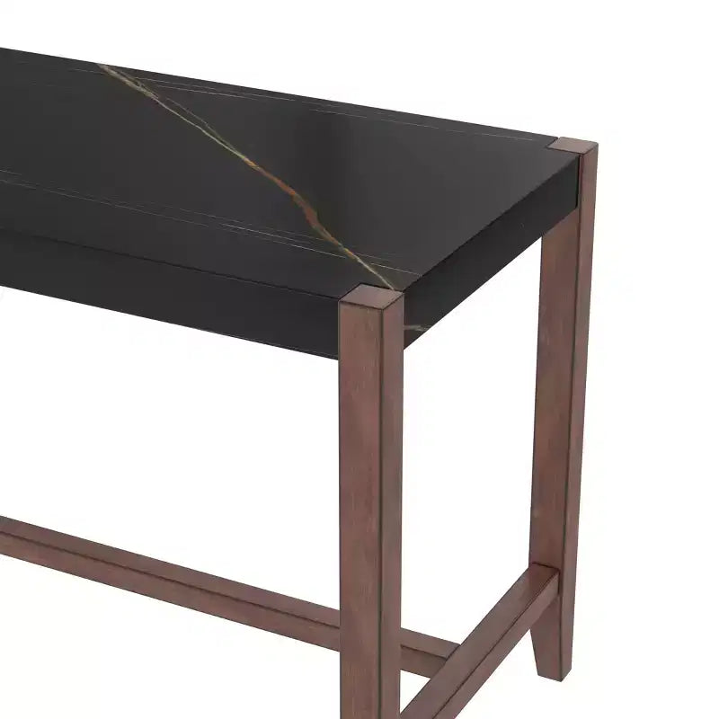 Ensemble de salle à manger 5 pièces hauteur bar avec 4 tabourets de bar rembourrés et table en faux marbre, ensemble de salle à manger hauteur comptoir style bistrot, moderne du milieu du siècle - ModernLuxe