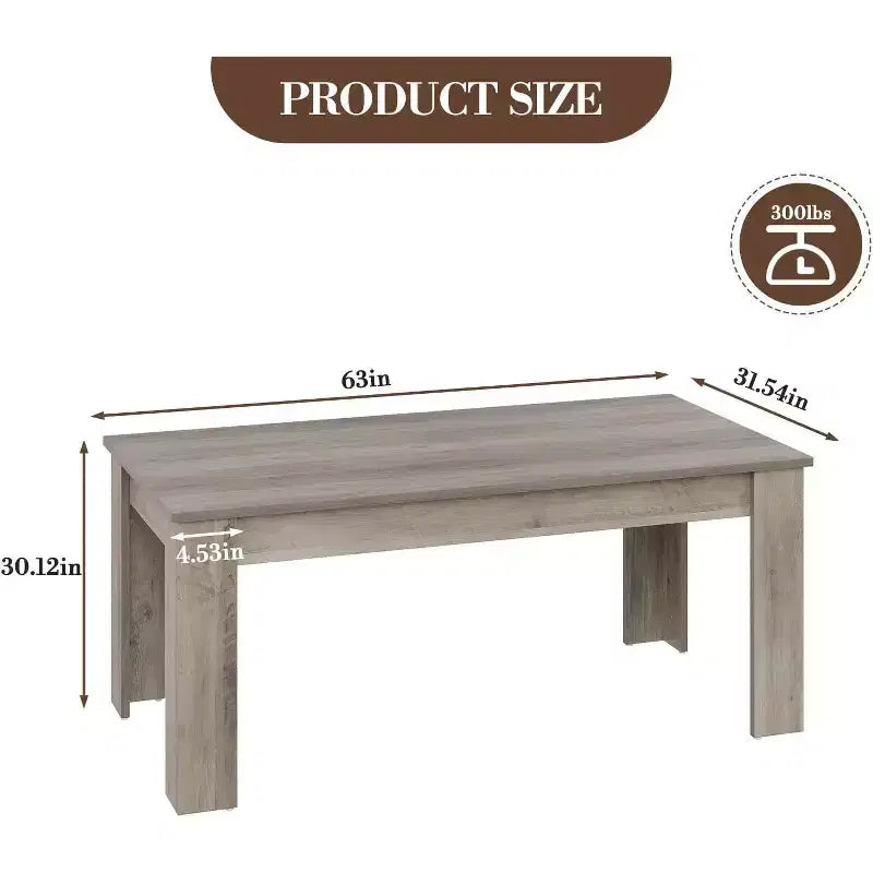 Table de salle à manger rustique de 160 cm pour 4-6 personnes, table de cuisine rectangulaire en bois, pour salle à manger, cuisine