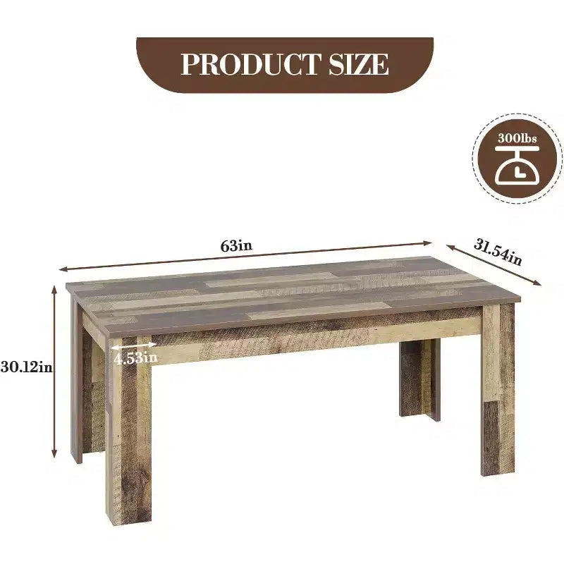 Table de salle à manger rustique de 160 cm pour 4-6 personnes, table de cuisine rectangulaire en bois, pour salle à manger, cuisine