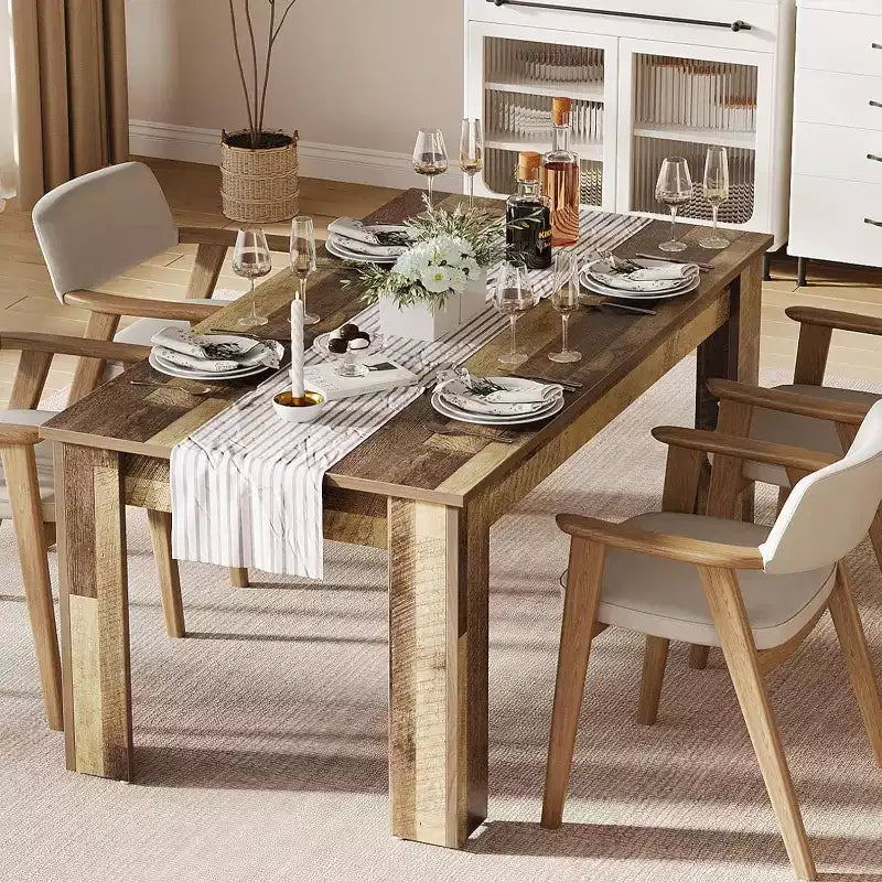 Table de salle à manger rustique de 160 cm pour 4-6 personnes, table de cuisine rectangulaire en bois, pour salle à manger, cuisine