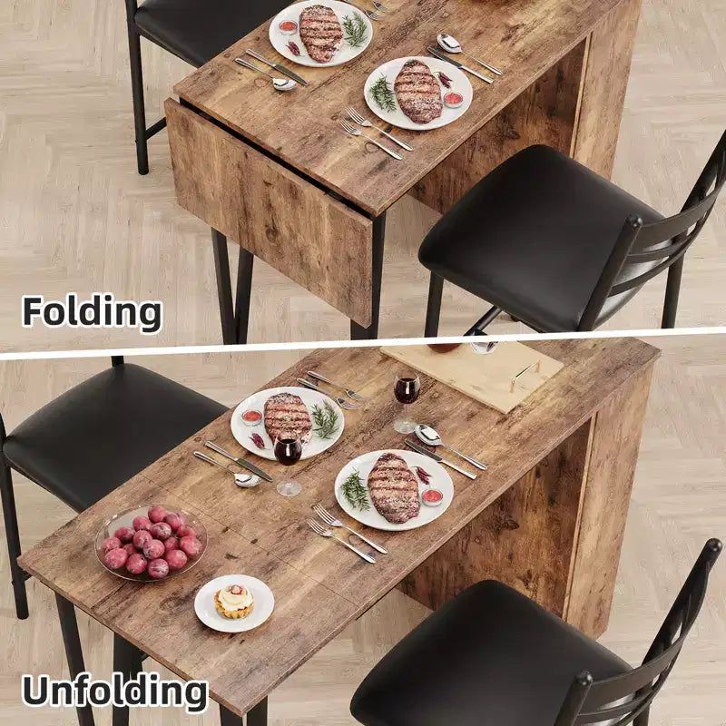 Ensemble de table à manger, ensemble de table de cuisine hauteur comptoir pour 2 personnes avec étagères de rangement, table de bar extensible