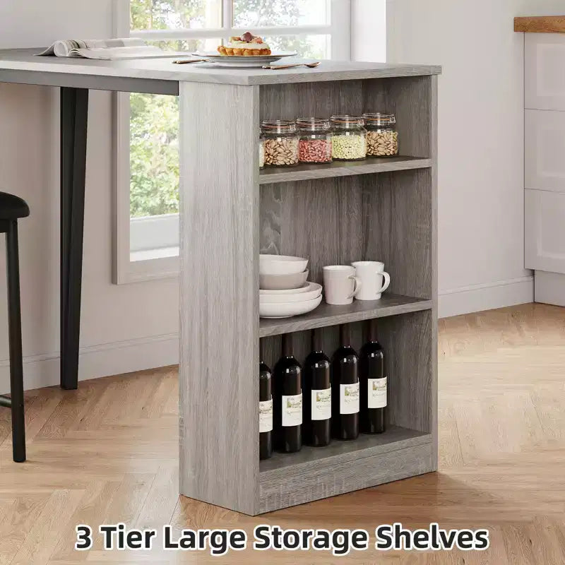Ensemble de table à manger, ensemble de table de cuisine hauteur comptoir pour 2 personnes avec étagères de rangement, table de bar extensible