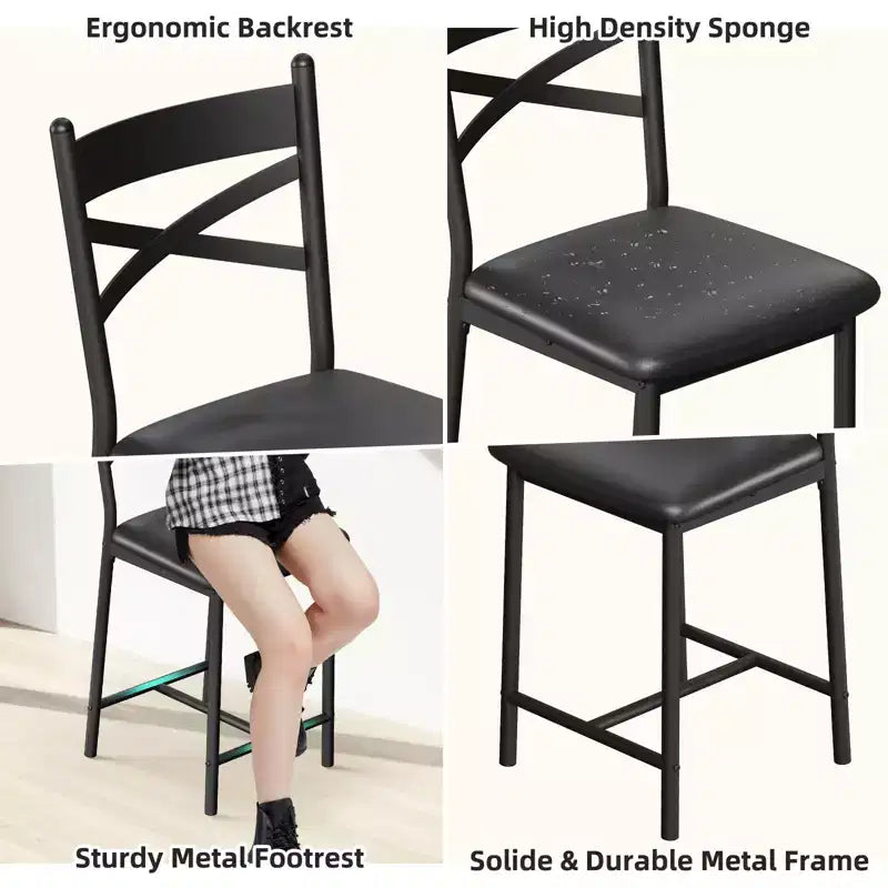 Ensemble de table à manger, ensemble de table de cuisine hauteur comptoir pour 2 personnes avec étagères de rangement, table de bar extensible