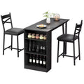 Dining Table Set, Counter Height Kitchen Table Set for 2 with Storage Shelves, Expandable Bar Table