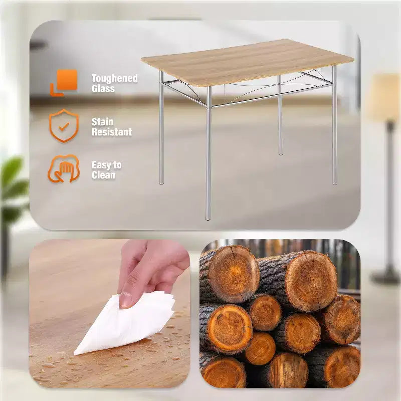 Ensemble de 5 pièces de salle à manger FDW, idéal pour les salles à manger et les cuisines, marron