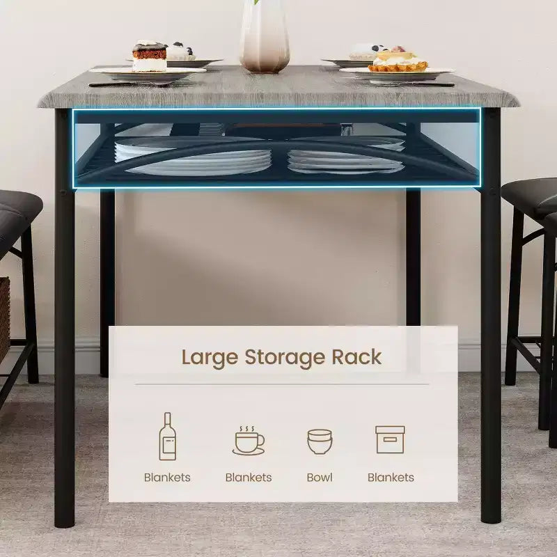 Ensemble table à manger pour 4 avec banc/tabourets, ensemble table de cuisine avec étagères de rangement, ensemble table à manger avec coussins en PU, meubles de salle à manger