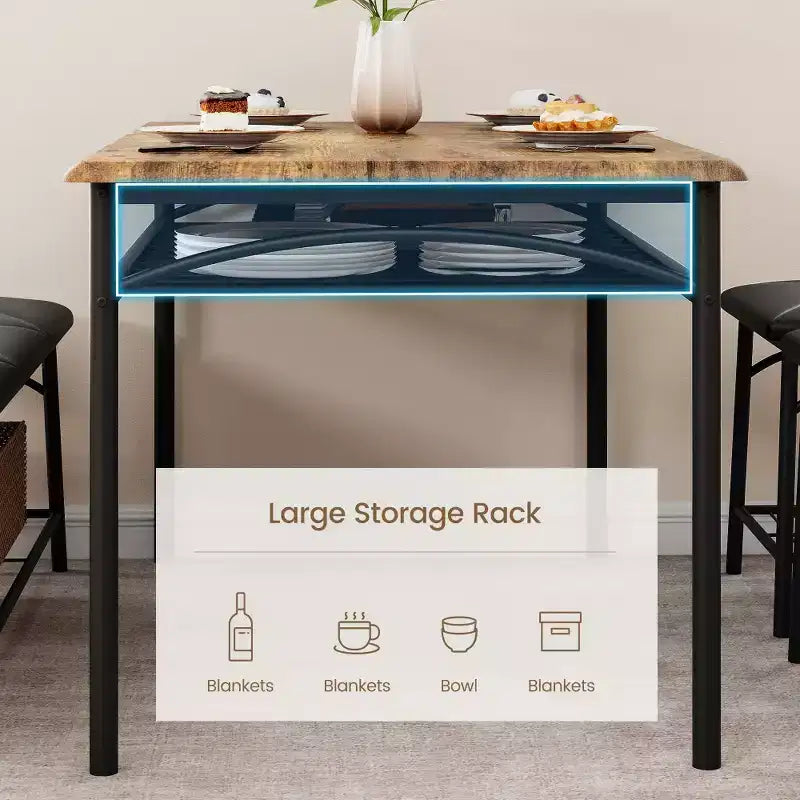 Ensemble table à manger pour 4 avec banc/tabourets, ensemble table de cuisine avec étagères de rangement, ensemble table à manger avec coussins en PU, meubles de salle à manger