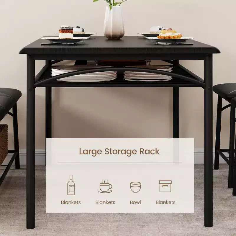 Ensemble table à manger pour 4 avec banc/tabourets, ensemble table de cuisine avec étagères de rangement, ensemble table à manger avec coussins en PU, meubles de salle à manger