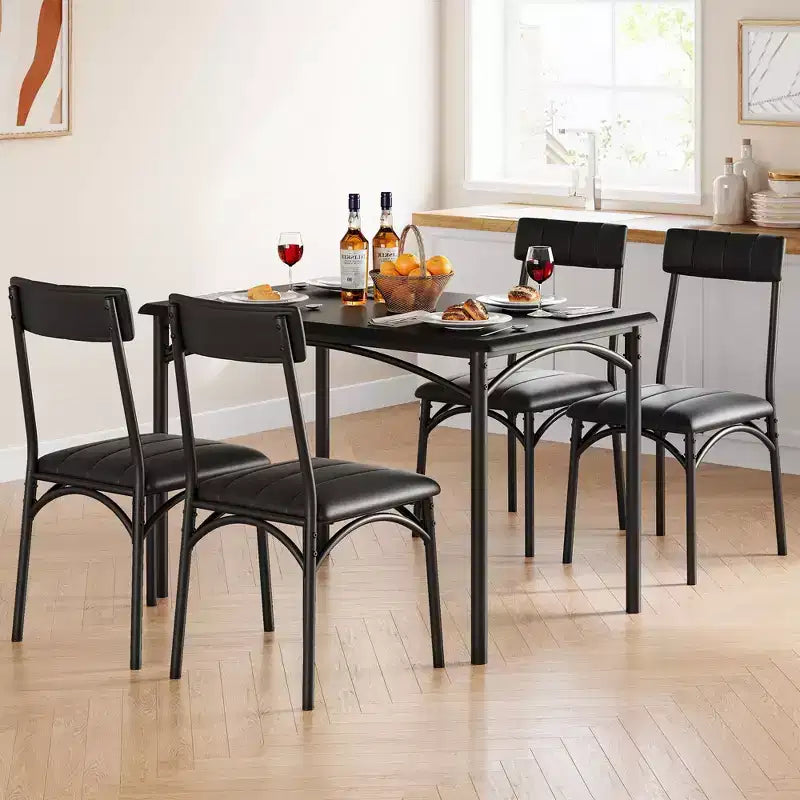 GustoWave 5 Piece Rectangular Kitchen Table Set, with Upholstered Chairs