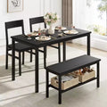 Dining Table Set for 4, Kitchen Table with Chairs and Bench, Metal Frame with Storage Rack, Ideal for Small Dining Room Space