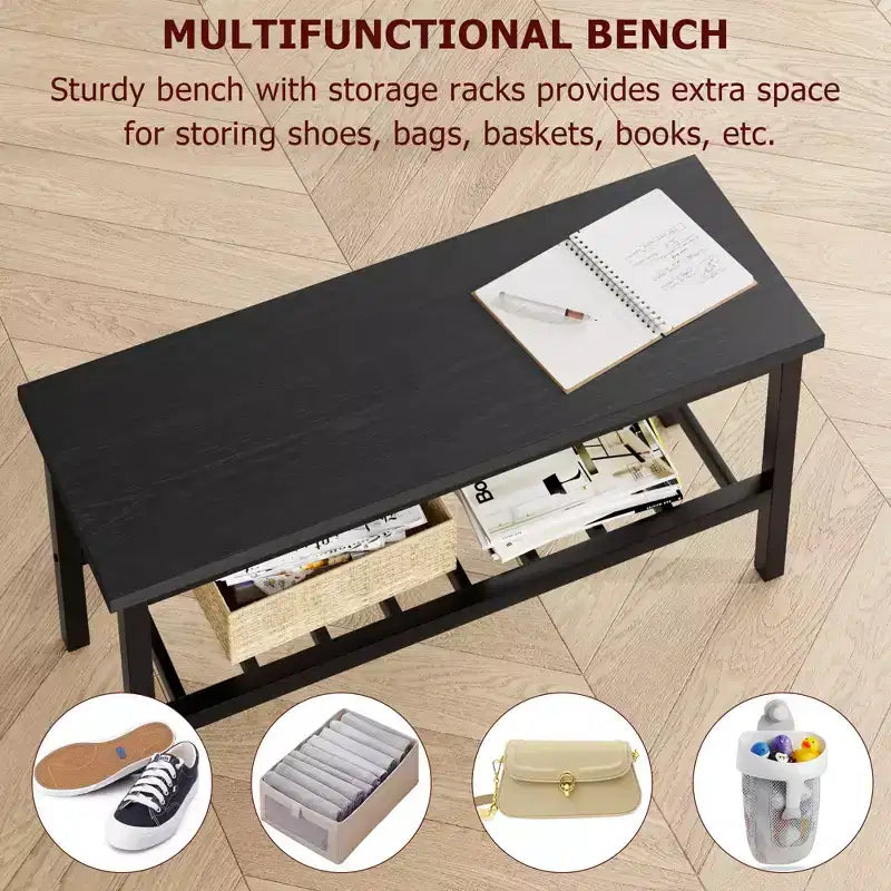 Ensemble Table à Manger pour 4, Table de Cuisine avec Chaises et Banc, Cadre Métal avec Étagère de Rangement, Idéal pour Petits Espaces de Salle à Manger