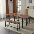 VINGLI Extandable Dining Table Set for 4-6, Foldable Expandable Table Set 2 Benches, Folding Kitchen Table for 6