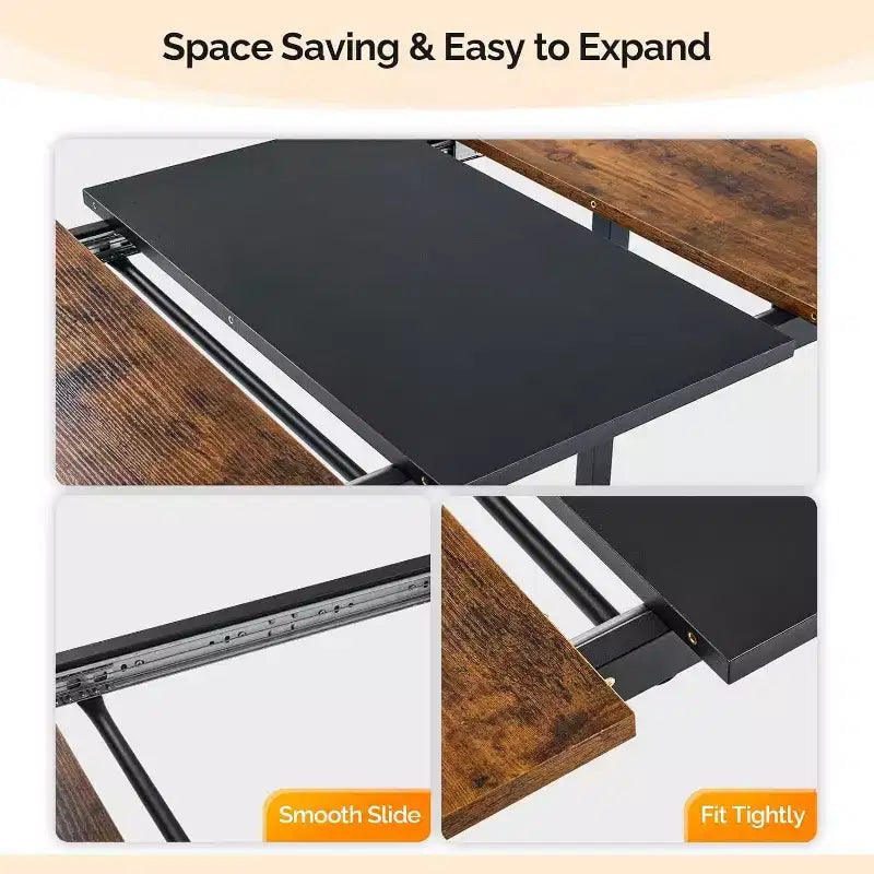 Ensemble de table à manger extensible VINGLI pour 4 à 6 personnes, ensemble de table pliable et extensible avec 2 bancs, table de cuisine pliable pour 6 personnes