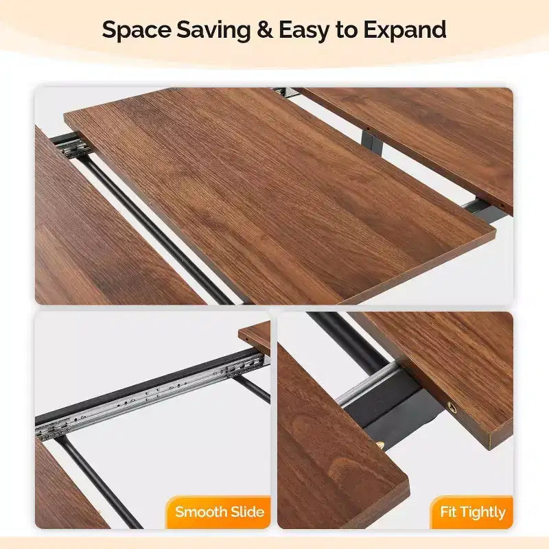 Ensemble de table à manger extensible VINGLI pour 4 à 6 personnes, ensemble de table pliable et extensible avec 2 bancs, table de cuisine pliable pour 6 personnes