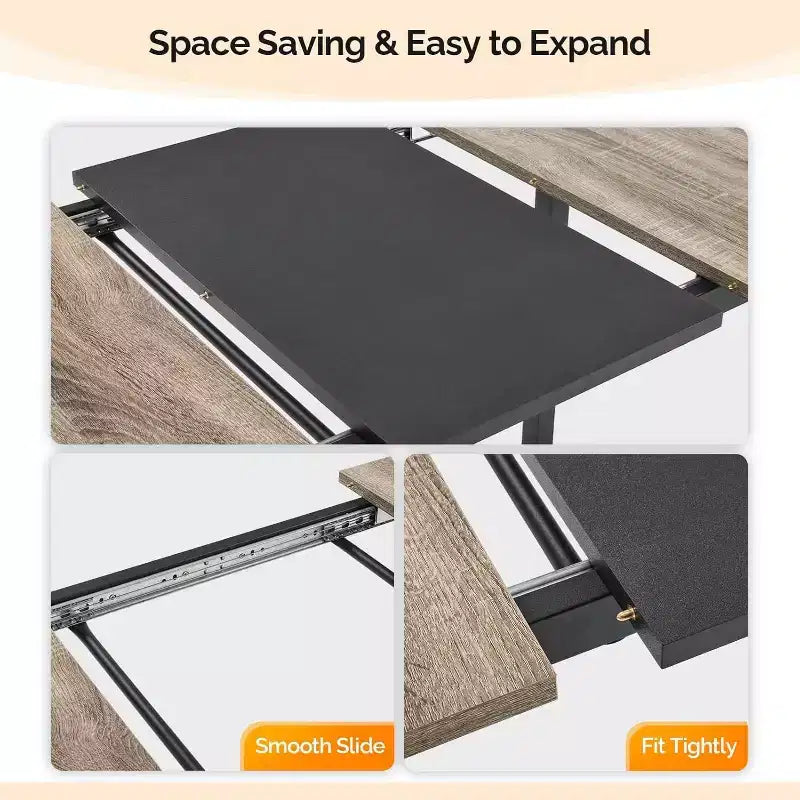 Ensemble de table à manger extensible VINGLI pour 4 à 6 personnes, ensemble de table pliable et extensible avec 2 bancs, table de cuisine pliable pour 6 personnes