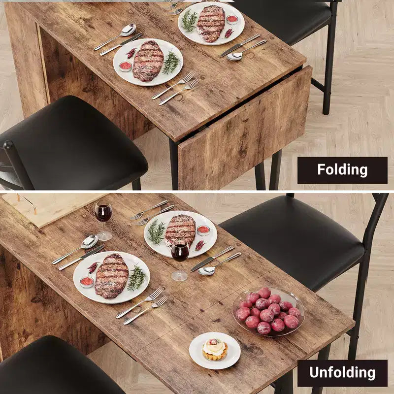 Ensemble de salle à manger 3 pièces CuisinSmart pour 2 personnes, table de bar de cuisine haute avec étagères de rangement à 3 niveaux et 2 tabourets, ensemble de salle à manger de bar extensible