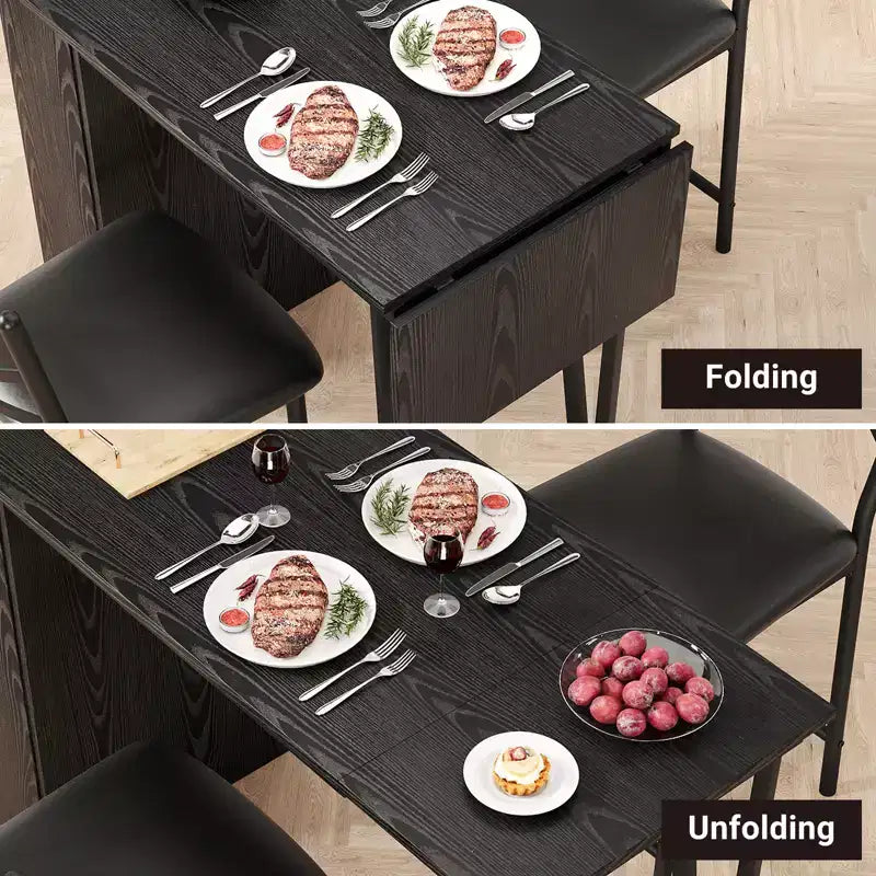 Ensemble de salle à manger 3 pièces CuisinSmart pour 2 personnes, table de bar de cuisine haute avec étagères de rangement à 3 niveaux et 2 tabourets, ensemble de salle à manger de bar extensible