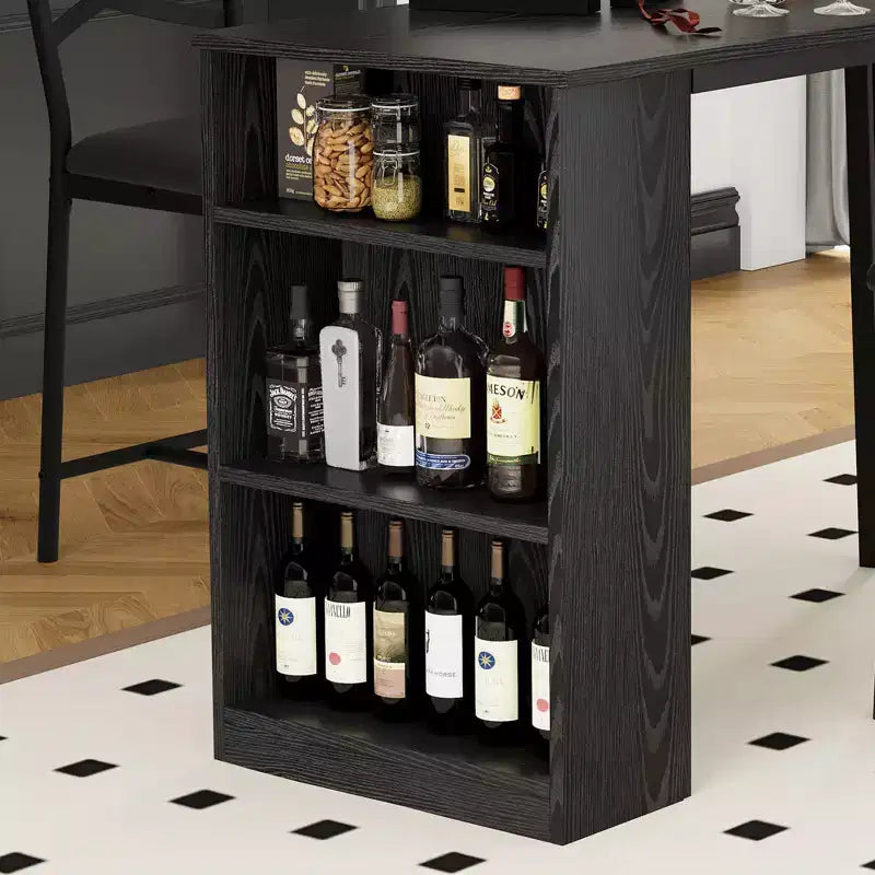 Ensemble de salle à manger 3 pièces CuisinSmart pour 2 personnes, table de bar de cuisine haute avec étagères de rangement à 3 niveaux et 2 tabourets, ensemble de salle à manger de bar extensible