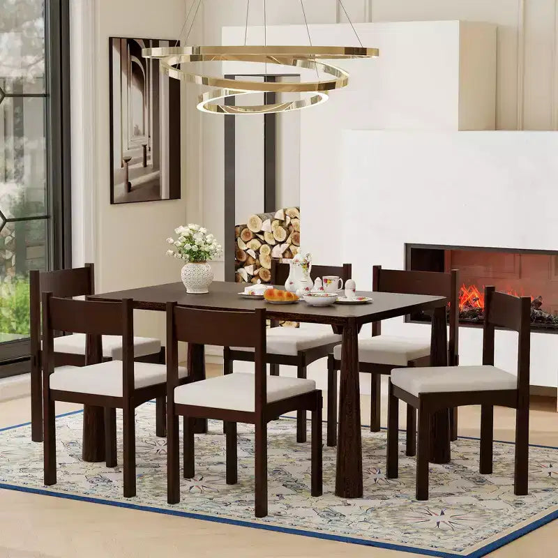Merax 7-Piece Retro Dining Table Set for 6