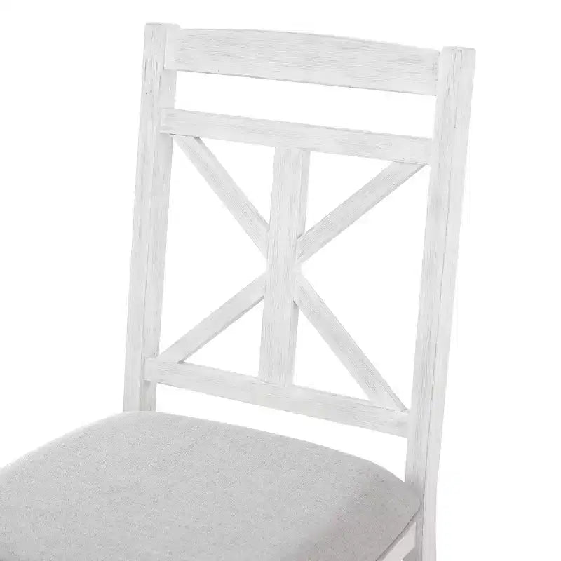 ModernLuxe Ensemble de salle à manger extensible 5 pièces pour 4 personnes, style rustique avec 4 chaises de salle à manger rembourrées, vintage rétro, marron + blanc antique/gris