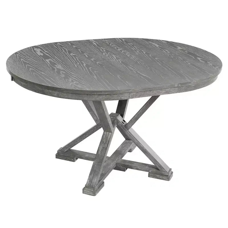 ModernLuxe Ensemble de salle à manger extensible 5 pièces pour 4 personnes, style rustique avec 4 chaises de salle à manger rembourrées, vintage rétro, marron + blanc antique/gris