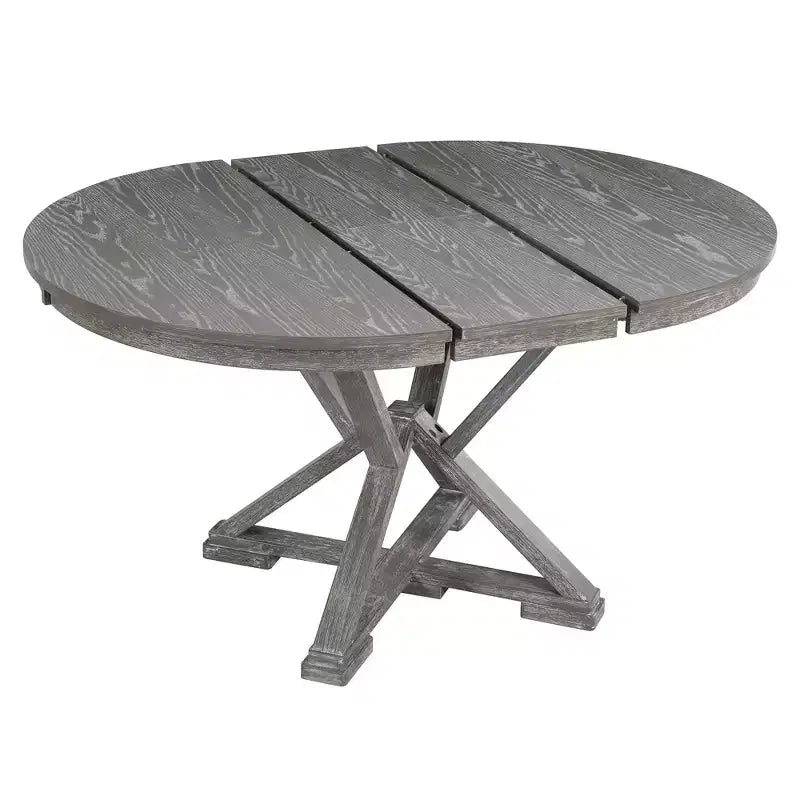 ModernLuxe Ensemble de salle à manger extensible 5 pièces pour 4 personnes, style rustique avec 4 chaises de salle à manger rembourrées, vintage rétro, marron + blanc antique/gris