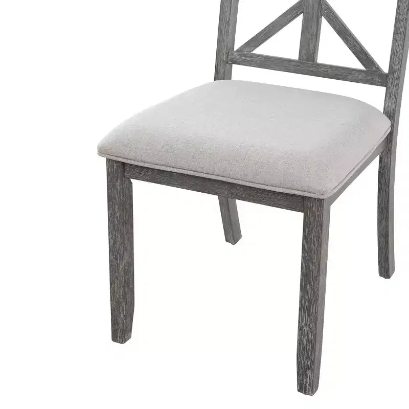 ModernLuxe Ensemble de salle à manger extensible 5 pièces pour 4 personnes, style rustique avec 4 chaises de salle à manger rembourrées, vintage rétro, marron + blanc antique/gris