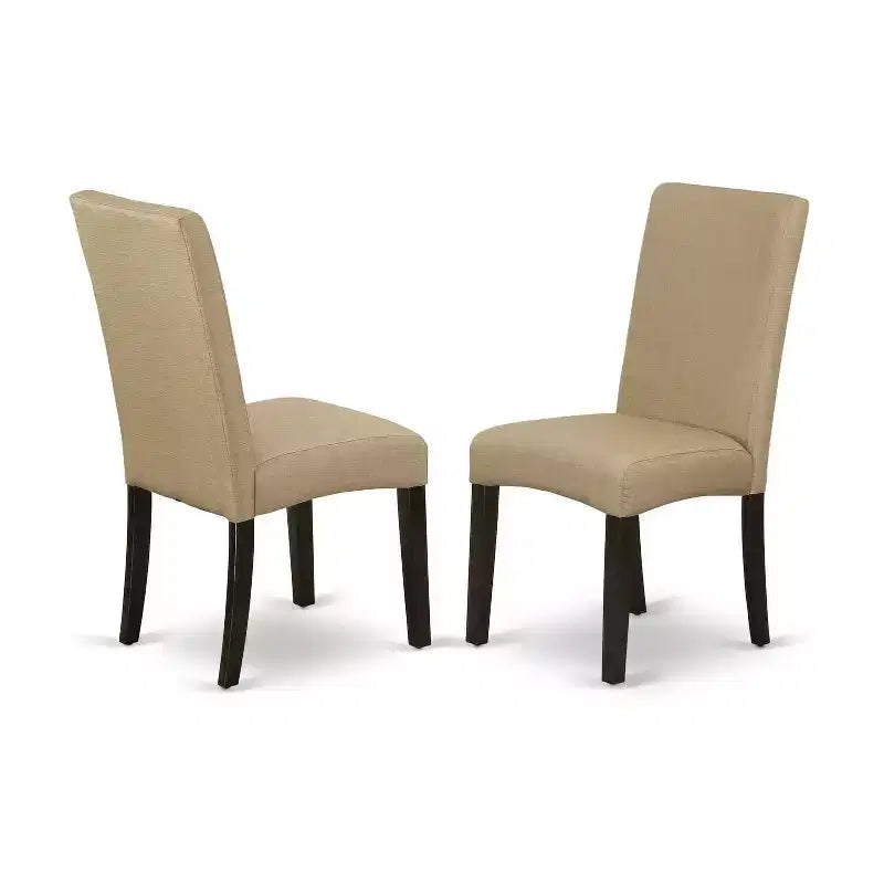 Ensemble de salle à manger rectangulaire 6 pièces en tissu lin marron et bois couleur cappuccino - HomeStock