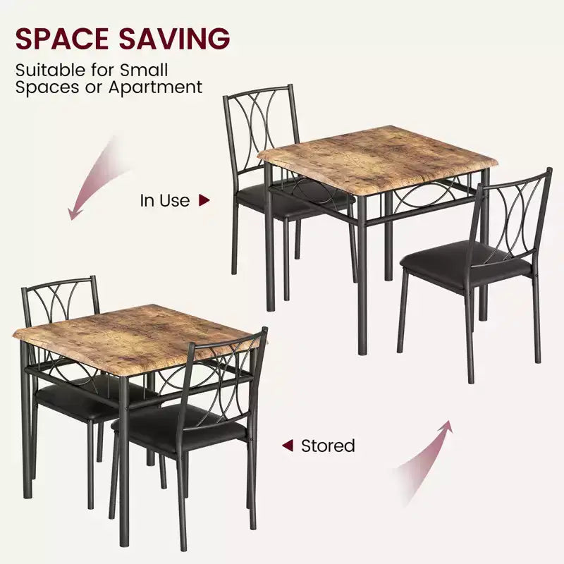 Ensemble de salle à manger Garvee, Ensemble table et chaises : Petite table rectangulaire et chaises pour Cuisines, Salle à manger