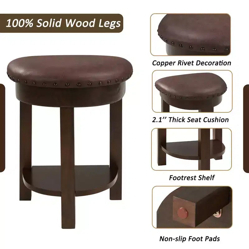 Ensemble de table de bar 4 pièces avec 3 tabourets de bar en PU, ensemble de salle à manger hauteur comptoir en bois massif, table de petit-déjeuner avec tabourets - ModernLuxe
