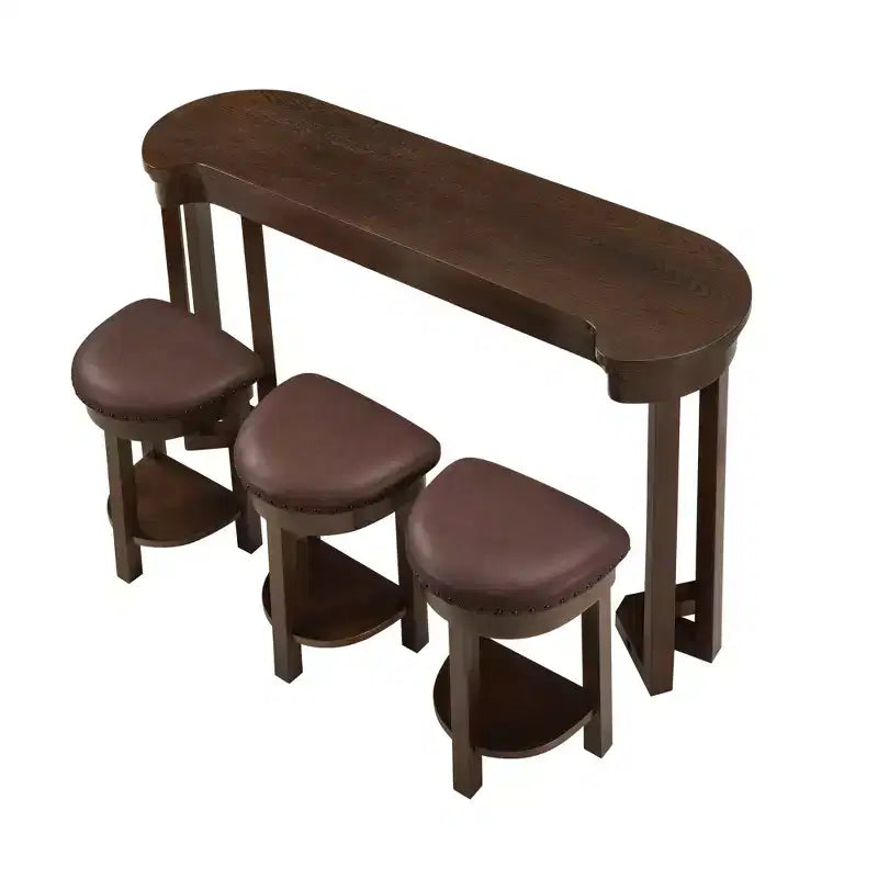 Ensemble de table de bar 4 pièces avec 3 tabourets de bar en PU, ensemble de salle à manger hauteur comptoir en bois massif, table de petit-déjeuner avec tabourets - ModernLuxe