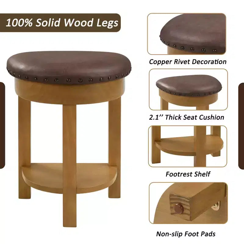 Ensemble de table de bar 4 pièces avec 3 tabourets de bar en PU, ensemble de salle à manger hauteur comptoir en bois massif, table de petit-déjeuner avec tabourets - ModernLuxe