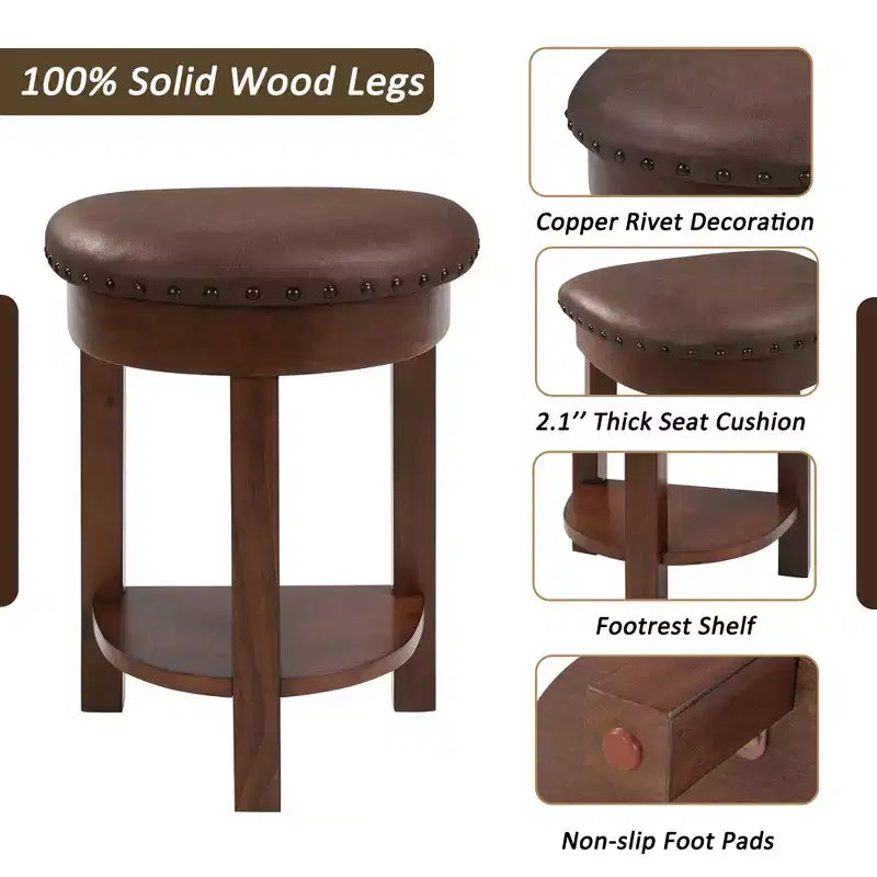 Ensemble de table de bar 4 pièces avec 3 tabourets de bar en PU, ensemble de salle à manger hauteur comptoir en bois massif, table de petit-déjeuner avec tabourets - ModernLuxe