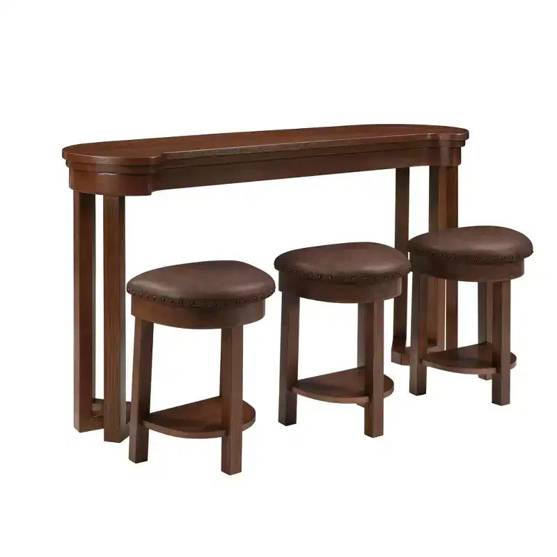 Ensemble de table de bar 4 pièces avec 3 tabourets de bar en PU, ensemble de salle à manger hauteur comptoir en bois massif, table de petit-déjeuner avec tabourets - ModernLuxe