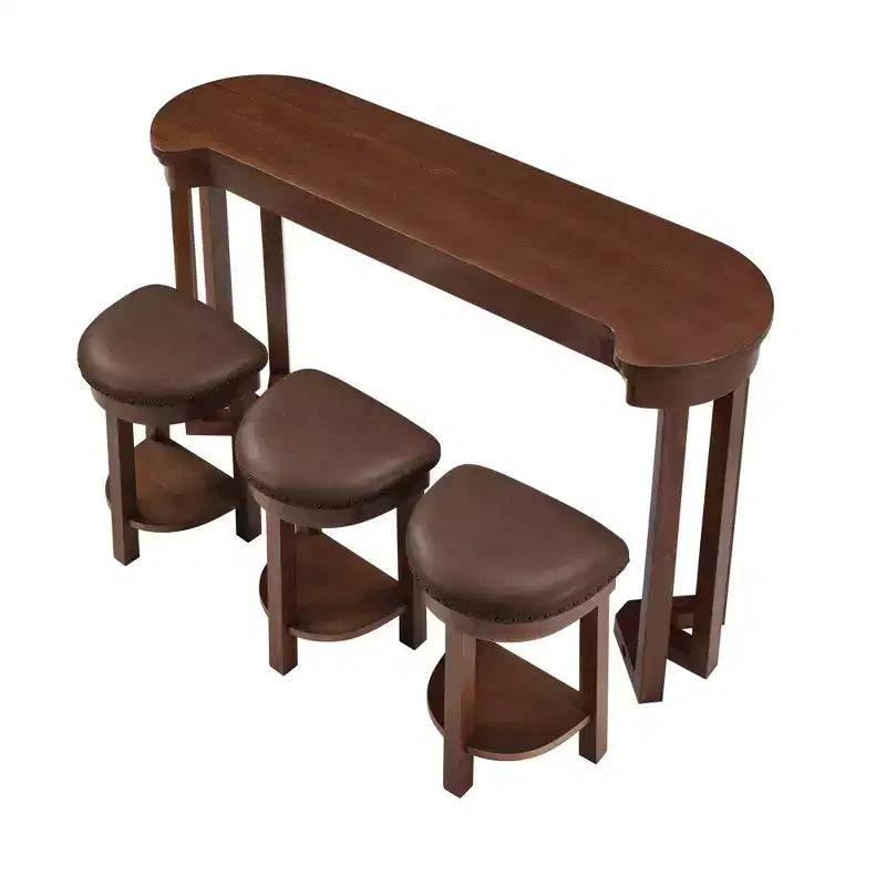 Ensemble de table de bar 4 pièces avec 3 tabourets de bar en PU, ensemble de salle à manger hauteur comptoir en bois massif, table de petit-déjeuner avec tabourets - ModernLuxe